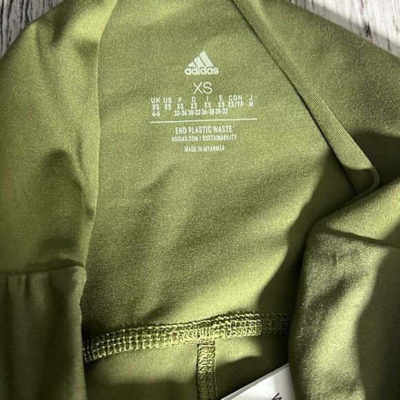 Adidas Aeroready Women's Athletic High Waist Green Yoga Shorts Size XS NWT - Picture 6 of 6